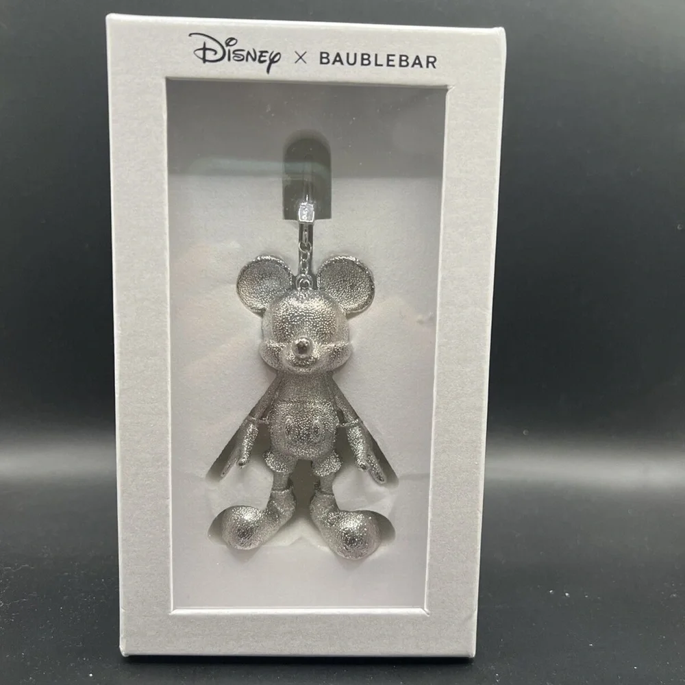 Disney X Baublebar 3D Mickey Mouse Metallic Silver Keychain Bag Charm